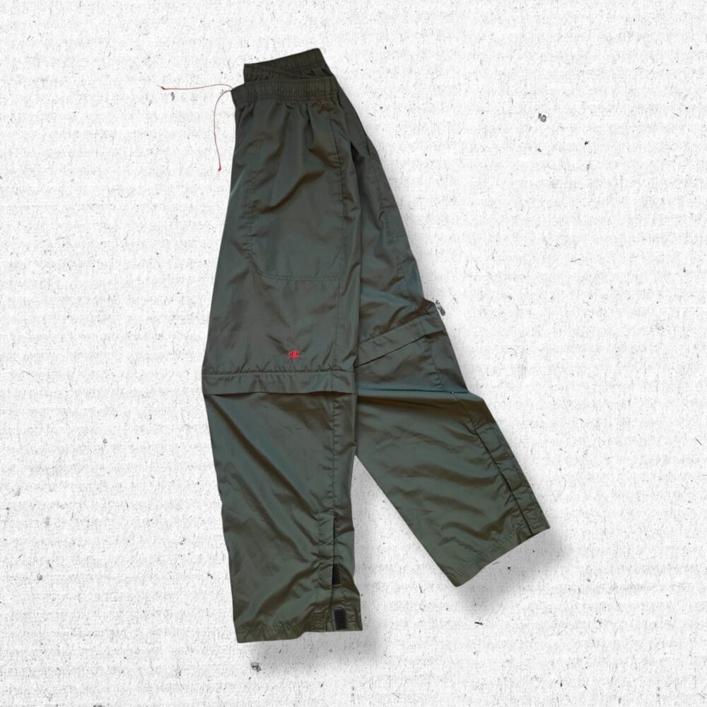 Vintage Champion Green Track Pants with zip-away shorts